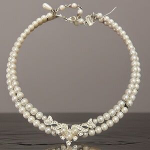 vintage pearl and rhinestone choker